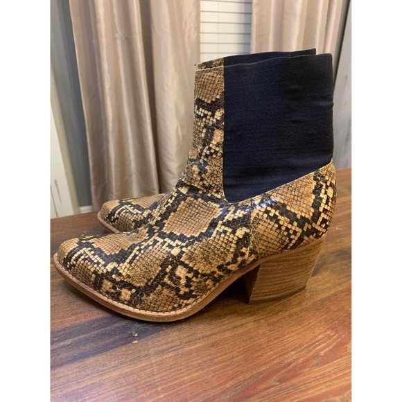 Jeffery Campbell Free People snakeskin boots, triangle heel, Woman’s Size 7 - Picture 4 of 10